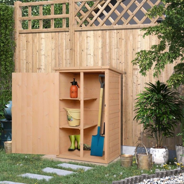 Garden Shed - Chalet Garden shed made of natural fir wood 75x56x115cm with shelves | Compact and practical outdoor storage