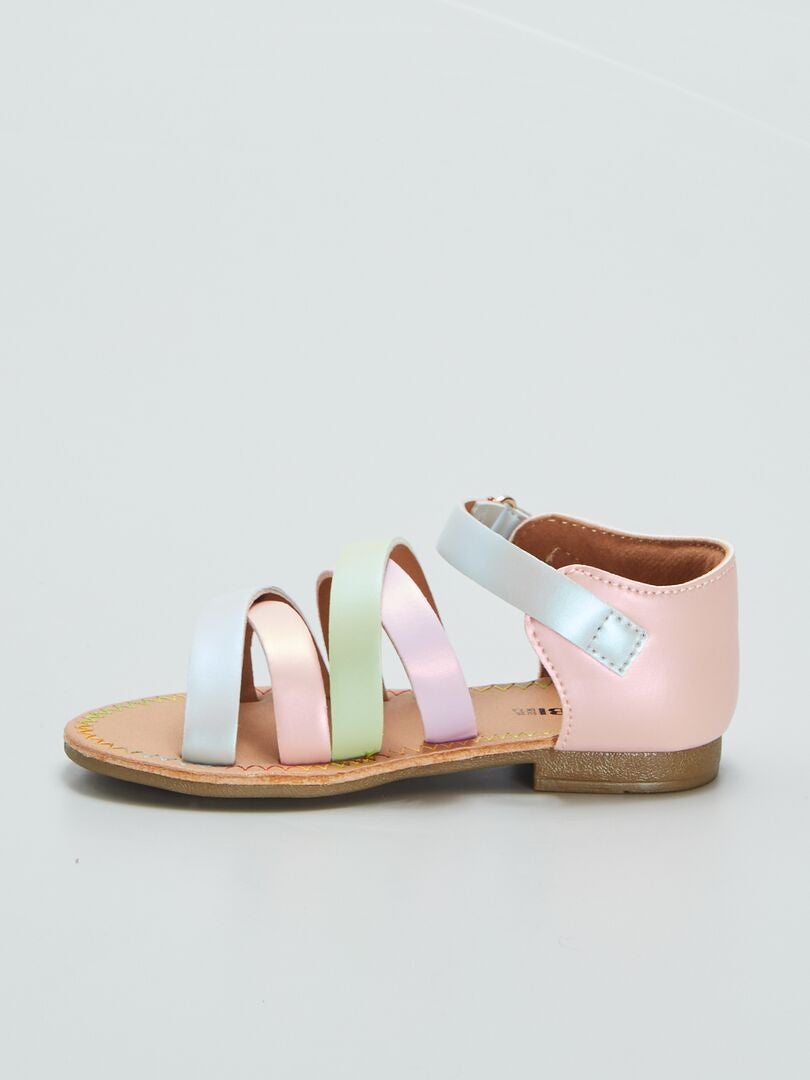 Sandalias de tiras multicolor - ROSA
