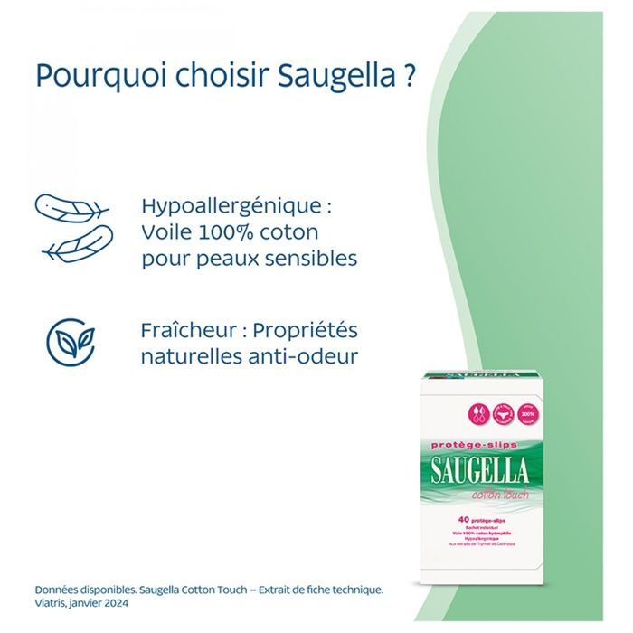 Saugella Cotton Touch 40 inlegkruisjes, verpakking van 2 x 40 stuks