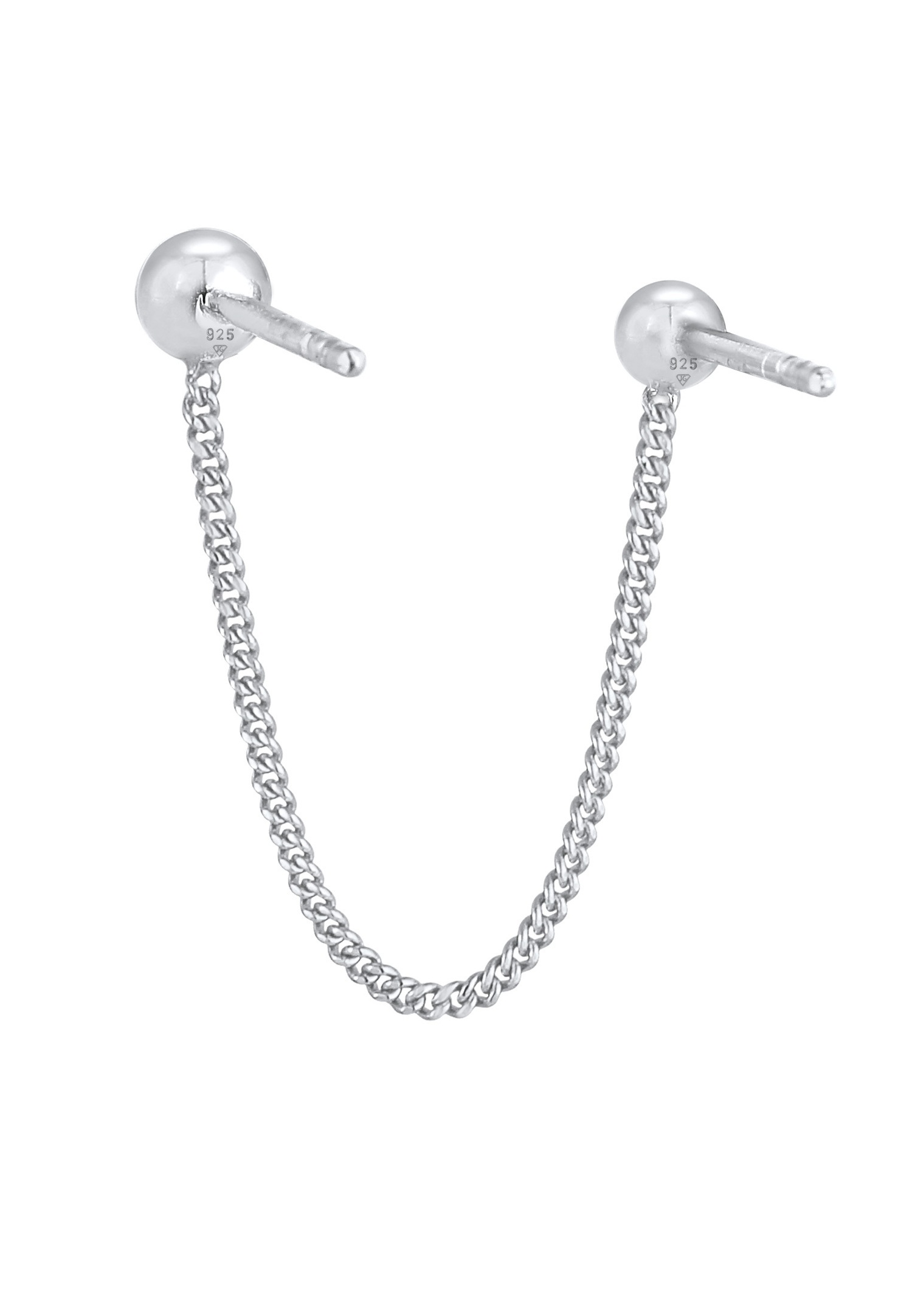 Elli Femmes Double Stud Earrings Ball Trend Blogger with Zirconia Crystals in 925 Sterling Silver Gold Plaquetted