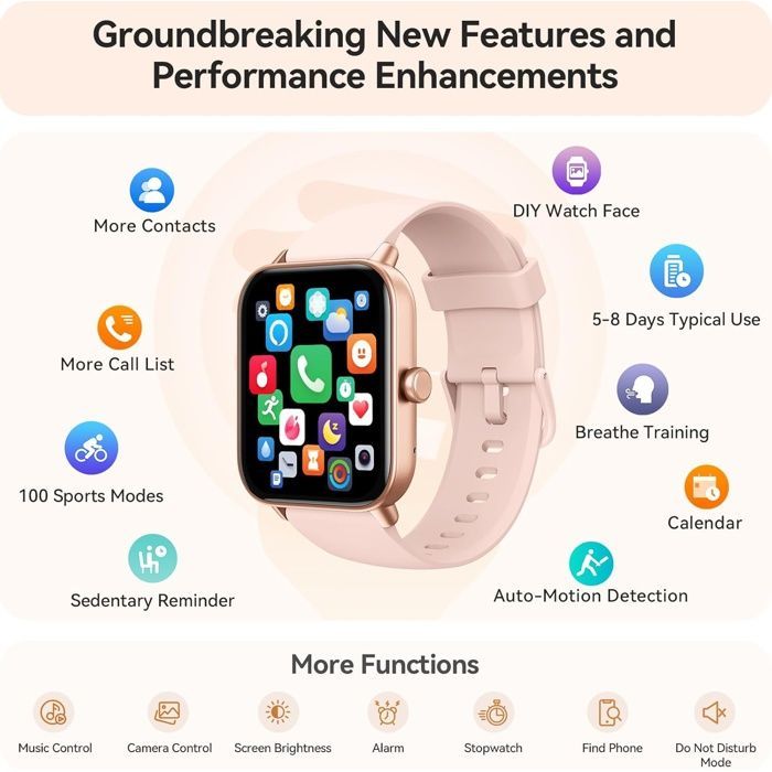 Montre intelligente - Chronus - Appel Bluetooth - Alexa intégrée - Tracker d'activité - Écran HD 1,8