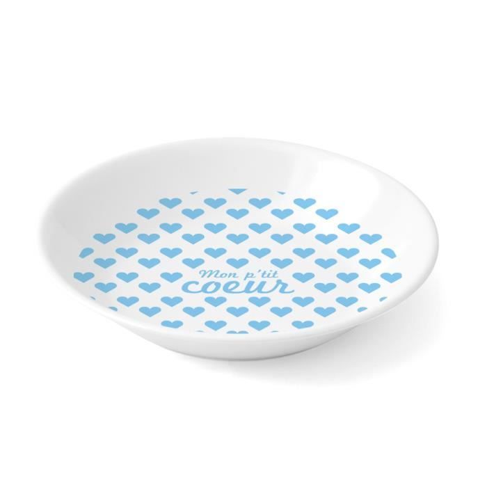 Mill'O Baby - Ciotola per bambini - bianca con cuoricini blu - melamina