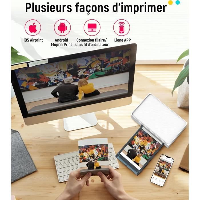 Imprimante Photo - LIENE - 10x15cm - Sublimation Thermique - Wi-Fi/USB - 100 Feuilles Incluses