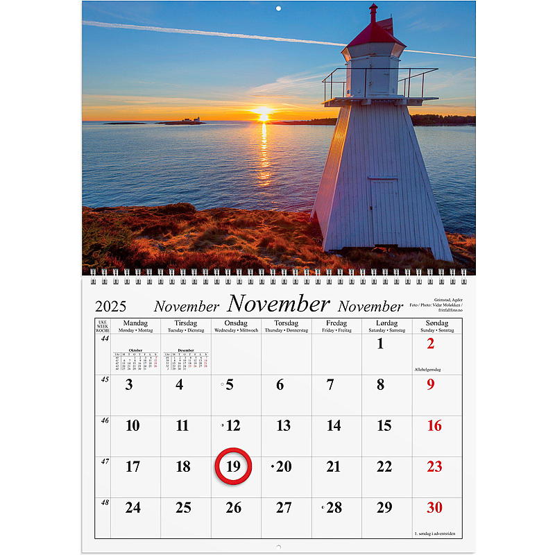 Vægkalender smukke Norge 2025