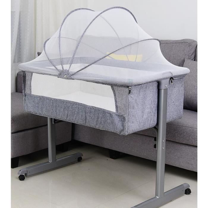 YGONGMYL - Lit Bébé Cododo Berceau Bébé 0-36 Mois - Gris - Avec Matelas et Moustiquaire