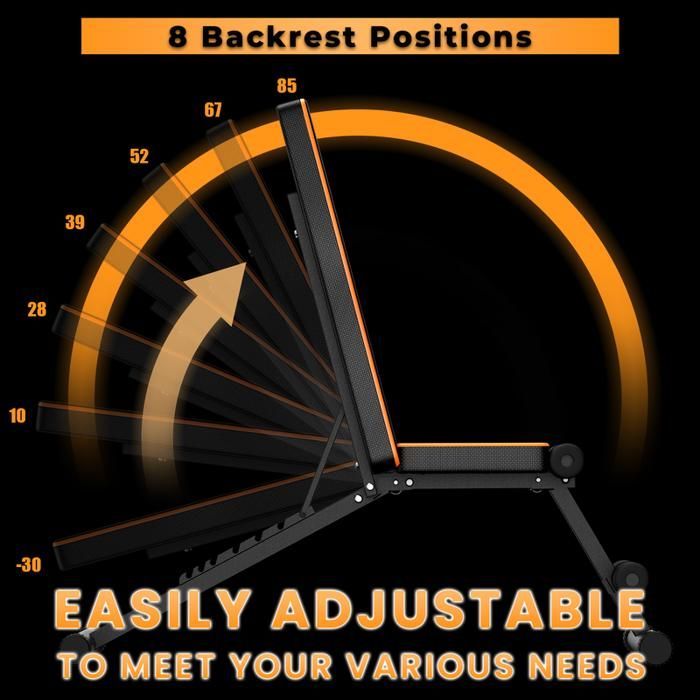 Banc de Musculation - DSKEUZEEW - Réglable 7 en 1 - 300Kg capacité - Multi-positions - Pliable