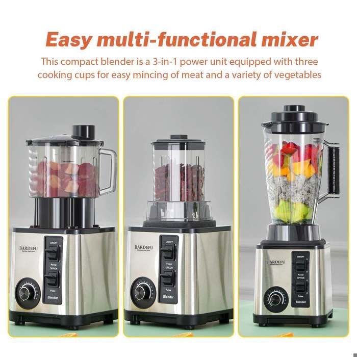 Blender professionnel 3 en 1 : 2 000 W - 3 L - 8 lames en acier inoxydable - 20 000 tr/min
