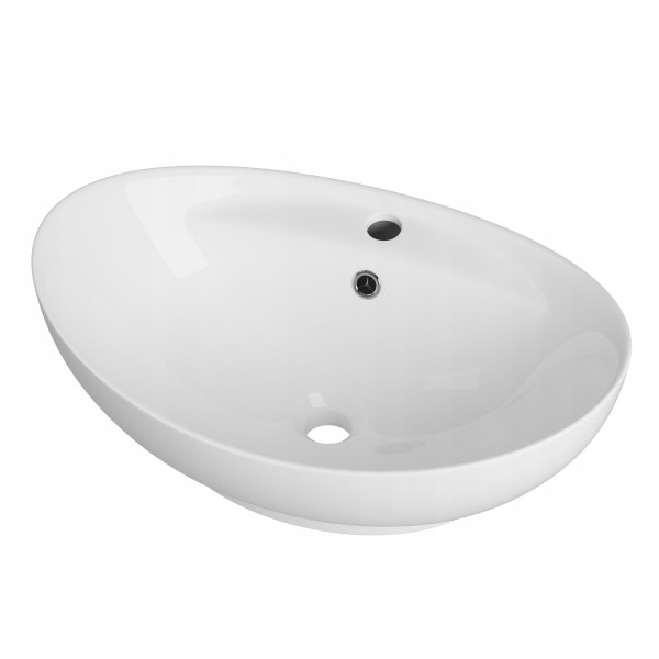 Umywalka nablatowa owalna biała ceramiczna przelew Siena
