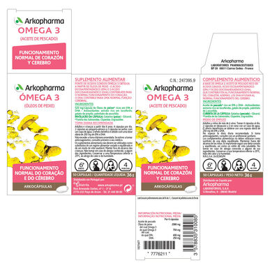 Arkocaps, complément alimentaire pour la santé du cœur et du cerveau, oméga 3, 50 capsules.