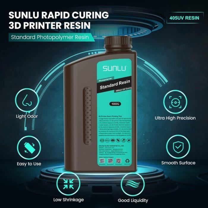 SUNLU standard resin for SLA 3D printers, 405nm UV, dark grey, 5KG