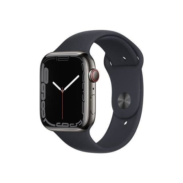 Apple Watch Series 7 GPS + Cellular - 45 mm - Caja de acero inoxidable grafito - Correa deportiva - Reacondicionado - Excelente estado
