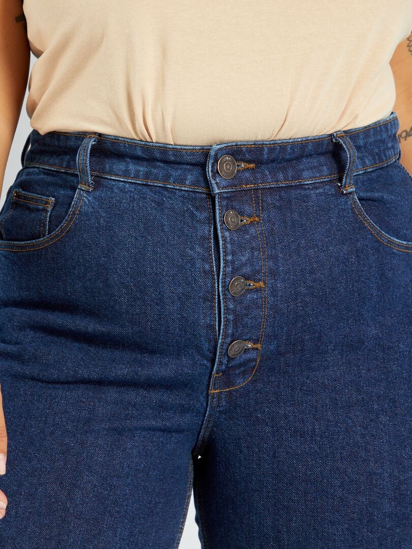 Calça jeans Mom Fit de cintura alta, tamanho 34L - 5 bolsos - AZUL