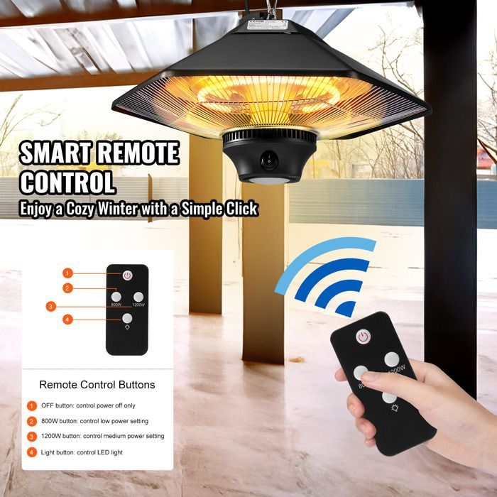 Chauffage Extérieur Terrasse-VEVOR-2000 W-Radiateur Infrarouge de Plafond Suspendu Électrique-pour Porche, Salle à manger