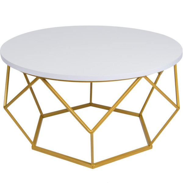 Stolik kawowy Diamond 70 cm złoto biały GLAM