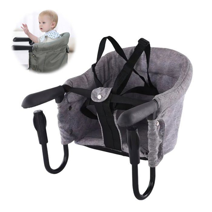 Seggiolino pieghevole per bambini con clip antiscivolo e tasca portaoggetti, adatto per tavolo da pranzo, campeggio, 6-36 mesi