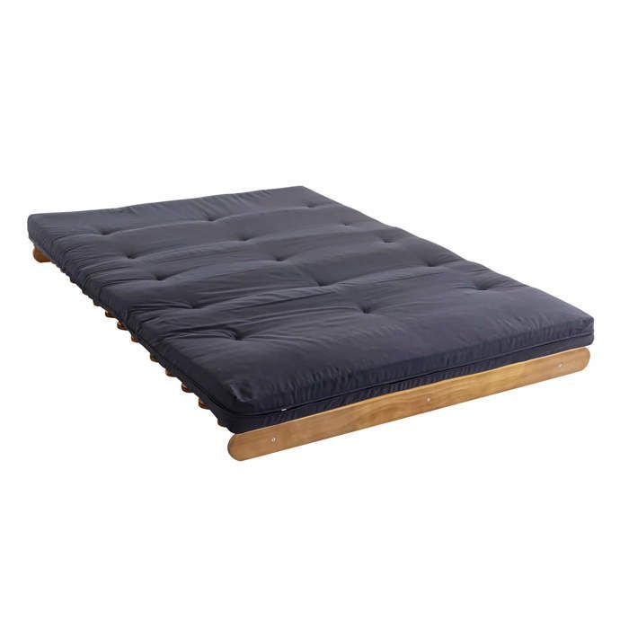 Anthracite cotton futon mattress 140x200 - Anthracite - 5-year guarantee - Terre de Nuit