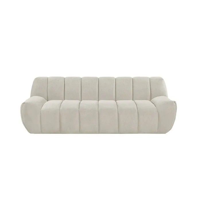 Sofá de cuatro plazas - CHARLES - Tela color crema beige - 230 x 98 x 78 cm