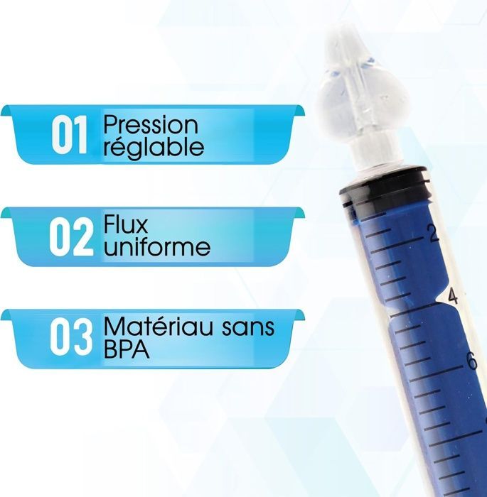 Kit de aspirador nasal BORNOVA - 8 jeringas nasales para bebés y adultos - Punta de irrigador nasal de silicona, 10 ml (4 azules + 4 amarillas)