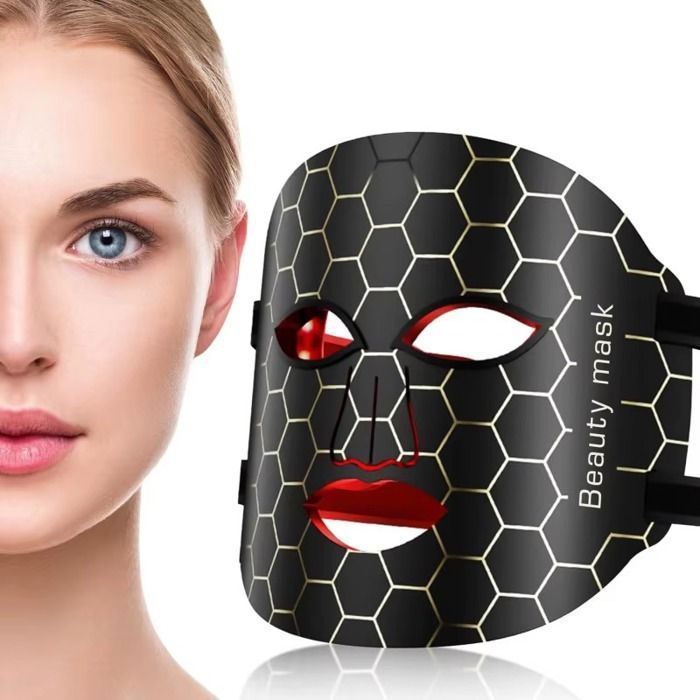 7-Color LED Face Mask – Anti-aging, Acne, and Wrinkle Facial Treatment – 95 Light-Up Beads – Silicone – USB Rechargeable – IPX7