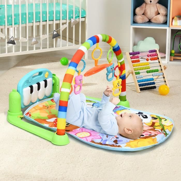 Tappetino attività musicale DREAMADE per neonati con giocattolo rimovibile, pianoforte girevole e luce, per bambini da 0 a 3 anni.