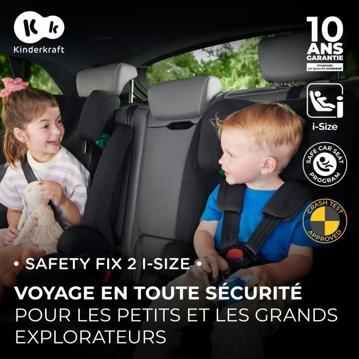 Silla de coche infantil Kinderkraft SAFETY FIX2 I-SIZE, 76–150 cm, 15 meses a 12 años, ISOFIX, reposacabezas ajustable, seguridad óptima, gris