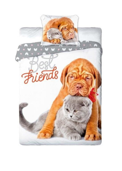 Pościel Best Friends Pies i Kot 140x200 Faro