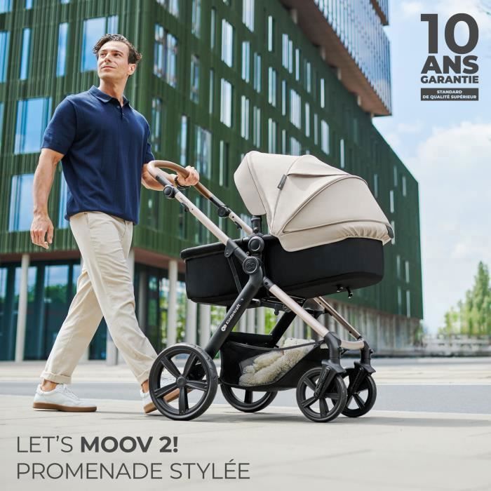 Poussette 3 en 1 Combinée Kinderkraft MOOV2 AIR, Système de voyage de la naissance à 27 kg, Siège auto Mink PRO I-Size inclus, Gris