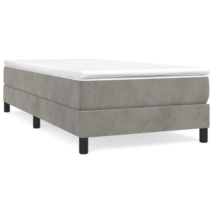 Struttura letto con materasso - Maison Exclusive - Velluto grigio chiaro - 80x200 cm - Massimo relax