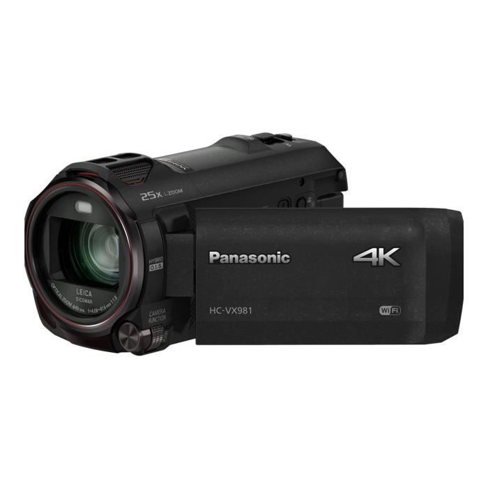 Panasonic HC-VX981 4K videokamera – 30 fps, 18,91 MP, 20x optisk zoom, Leica, flashkort, Wi-Fi, svart