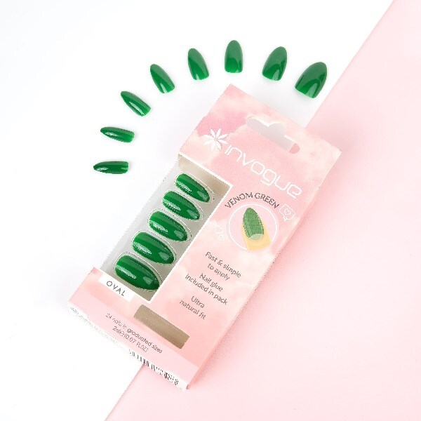 Paznokcie owalne Invogue Venom Green – opakowanie 24 szt.