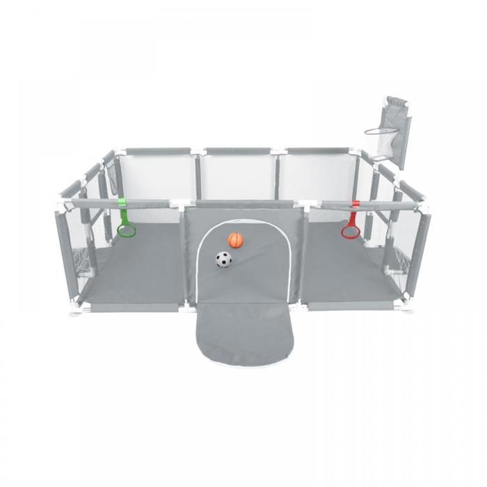 Parque infantil de 180x120 cm - MIPAN - Con balón de fútbol + balón de baloncesto + ventosa + anilla - Centro de actividades - Gris oscuro