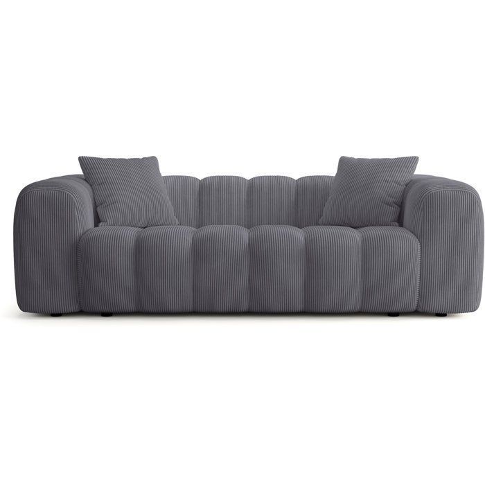 Sofá fijo de 3 plazas - SFERA - Tela gris antracita - 240 x 100 x 80 cm