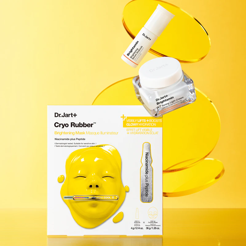 Máscara de hidrogel clareadora intensiva Dr. Jart+ Cryo Rubber™ com efeito iluminador.