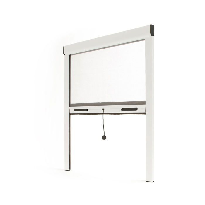 Mosquitera enrollable para ventanas - 150 x 160 cm - Recortable - Aluminio blanco - Repelente de insectos