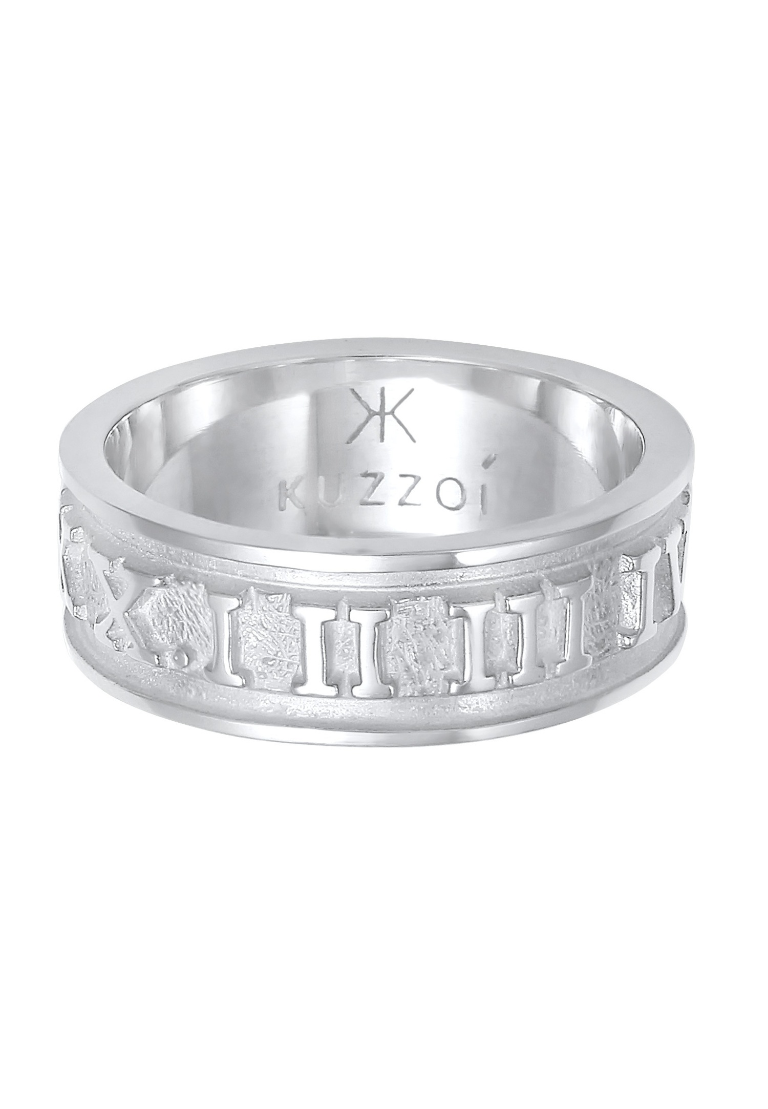 KUZZOI Bague pour homme Chiffres romains Tendance solide oxydée en argent sterling 925