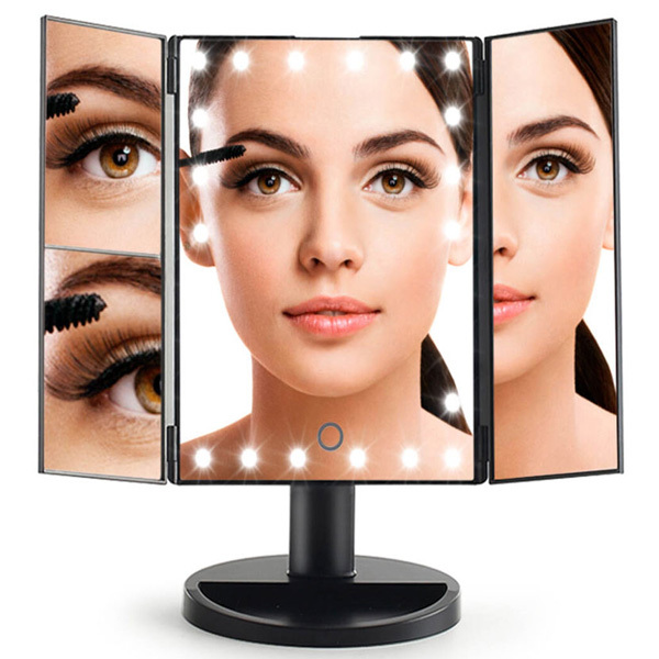 Specchio ingranditore per trucco Rio 24 LED con dimmer touch - Nero