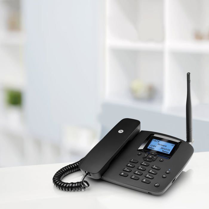 Teléfono inalámbrico doméstico YSFMODE-Voice-2G Fw200L, GSM de cuatro bandas, batería de respaldo, micrófono con función de silencio, llamadas manos libres, color negro.