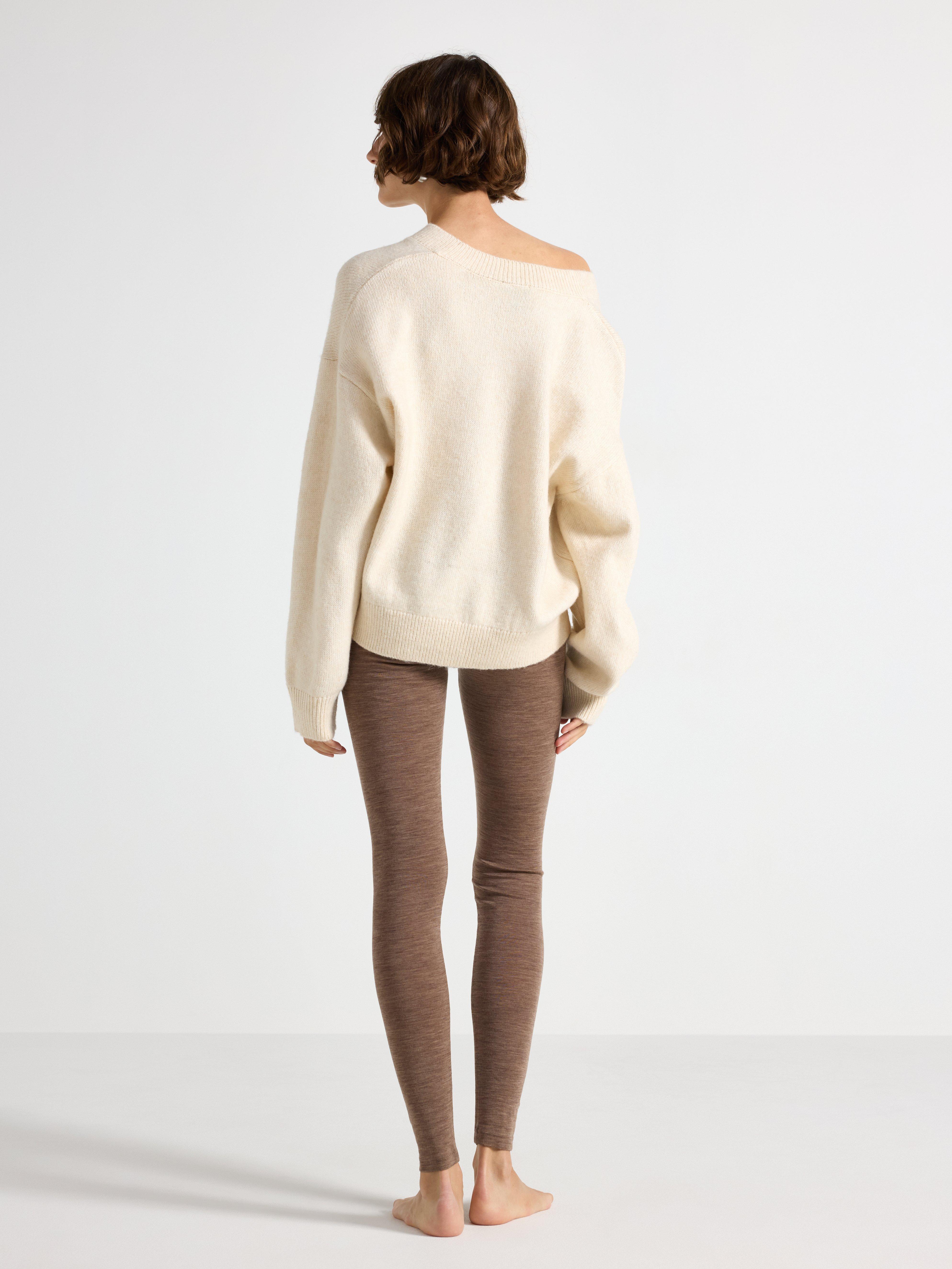 Leggings en laine mérinos marron chiné