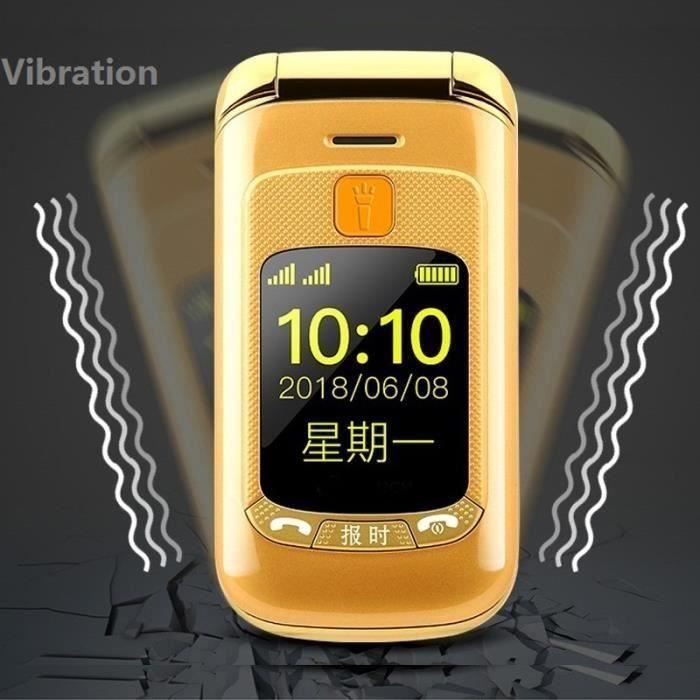Téléphone grosses touches mobile sénior à clapet - Double écran LCD - Sonnerie et volume ultra fort - Bouton SOS S32512