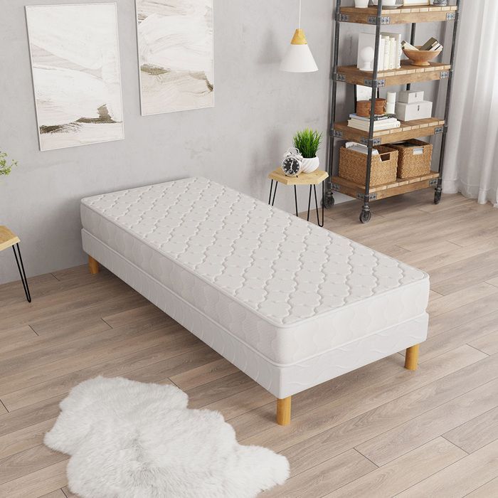 COMFORT+ Bettgestell + 90x200 cm Matratzenset, 17 cm hoch, Polyurethanschaum, ausgewogener Liegekomfort, 4 Füße inklusive.
