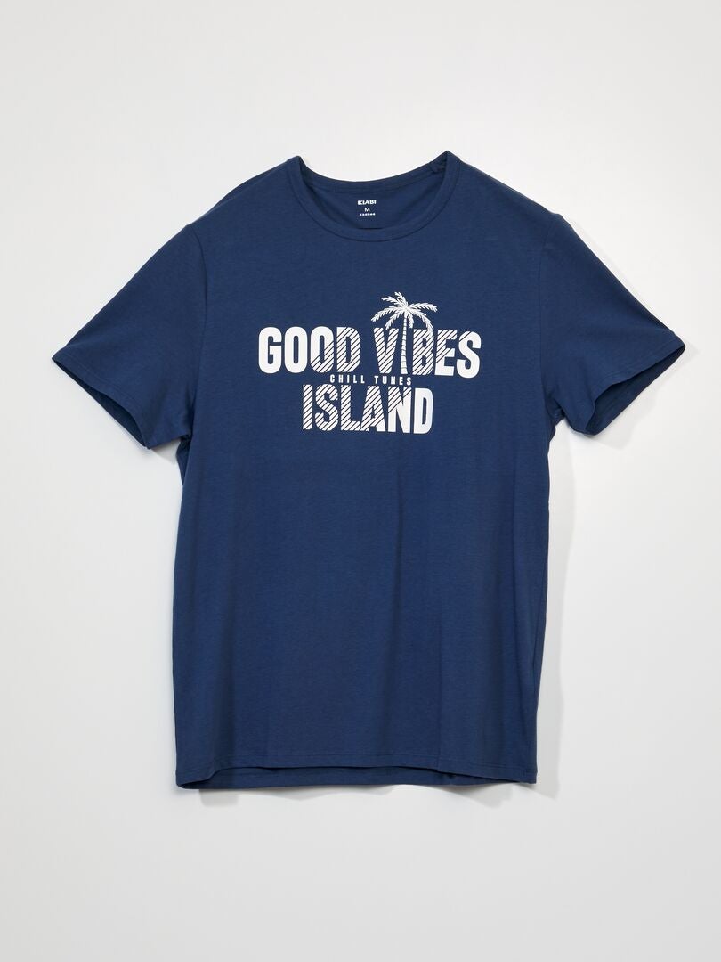 Pijama curto - Estampa 'Good Vibes' - Conjunto de 2 peças - AZUL