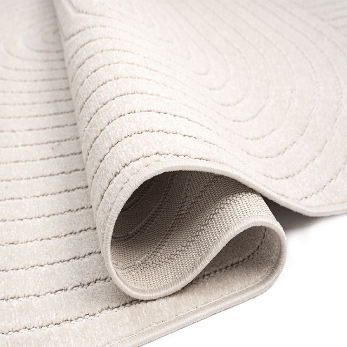 Modern vloerkleed voor de woonkamer - THE CARPET - Santo Plus - Crème - Rond 120 cm