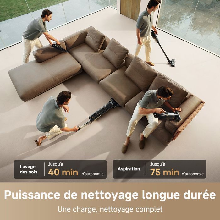 Dreame H14 Dual Aspirateur Laveur- 18kPa Aspirateur eau et poussieres, Aspirateur fonctionnel multisurfaces 5-en-1, Max 75Min