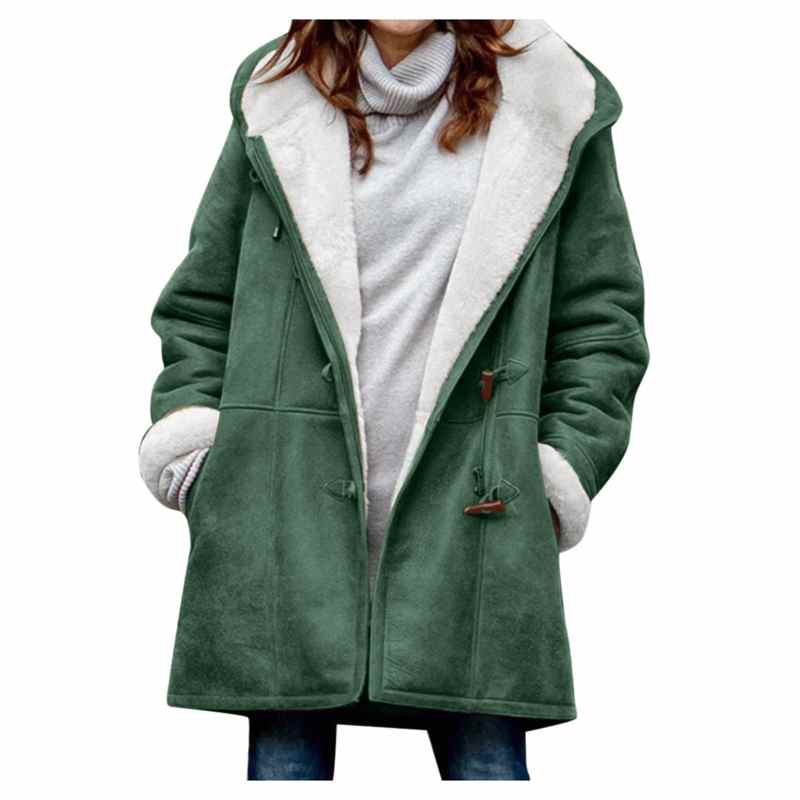 Manteau d'hiver en laine peluche pour femme, grande taille, chaud, à capuche, manches longues, poches zippées, coupe ample, polaire.