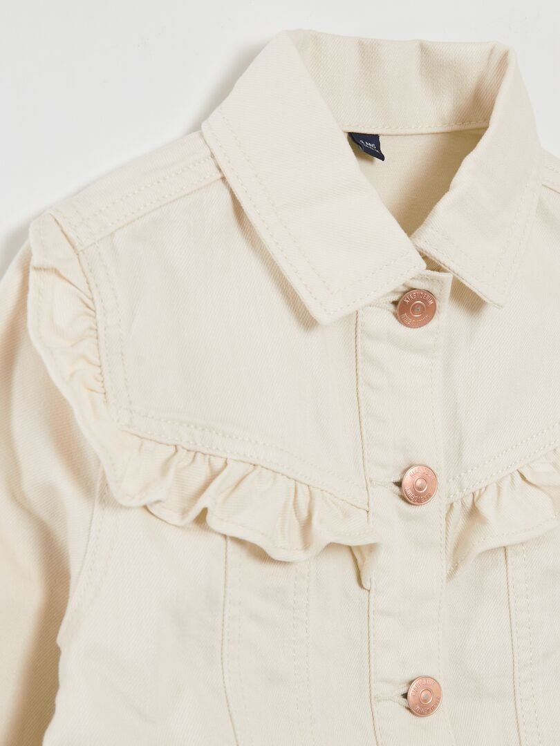 Jaqueta jeans com babados - BRANCA