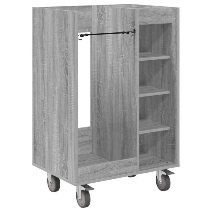Armadietto da golf moderno - vidaXL - Grigio Sonoma - 65x45x98 cm - Ampio spazio di archiviazione - 4 ruote - Struttura in metallo
