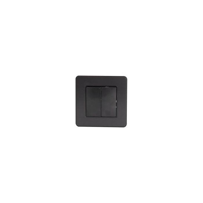Interruptor doble bidireccional completo de 10 A - metal negro cepillado - Kouro - Zenitech