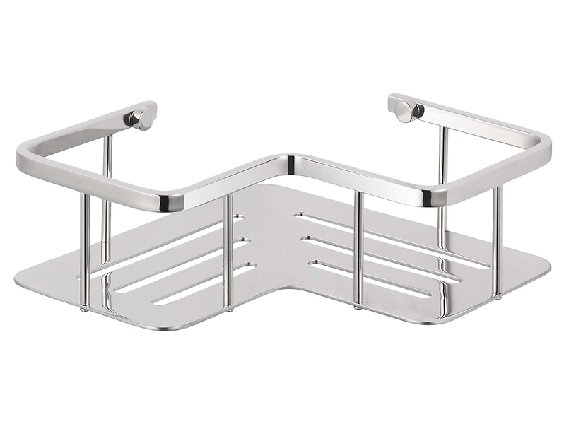 Koszyk- półka łazienkowa pod prysznic narożna 20x20x7 cm stal polerowana Stella