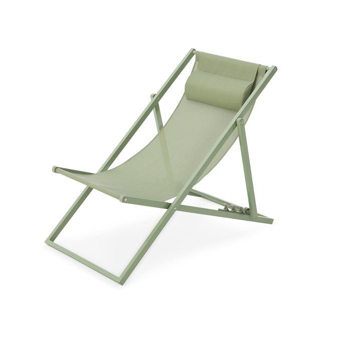 PAROS ligstoel - Stalen frame - B 63 x D 104 x H 97 cm - Khaki groen