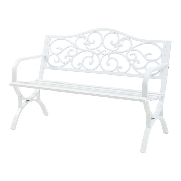 Utav Gartenbank 127 x 53 x 79 cm, weißer Stahl